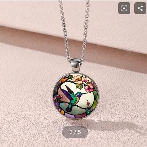 Hummingbird Pendant Necklace Colorful - Picture 9 of 12